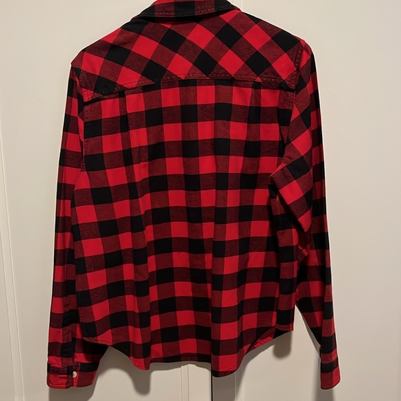 J. Crew women’s size Large buffalo plaid 1/2 Zip 100% cotton shirt - Picture 2 of 3